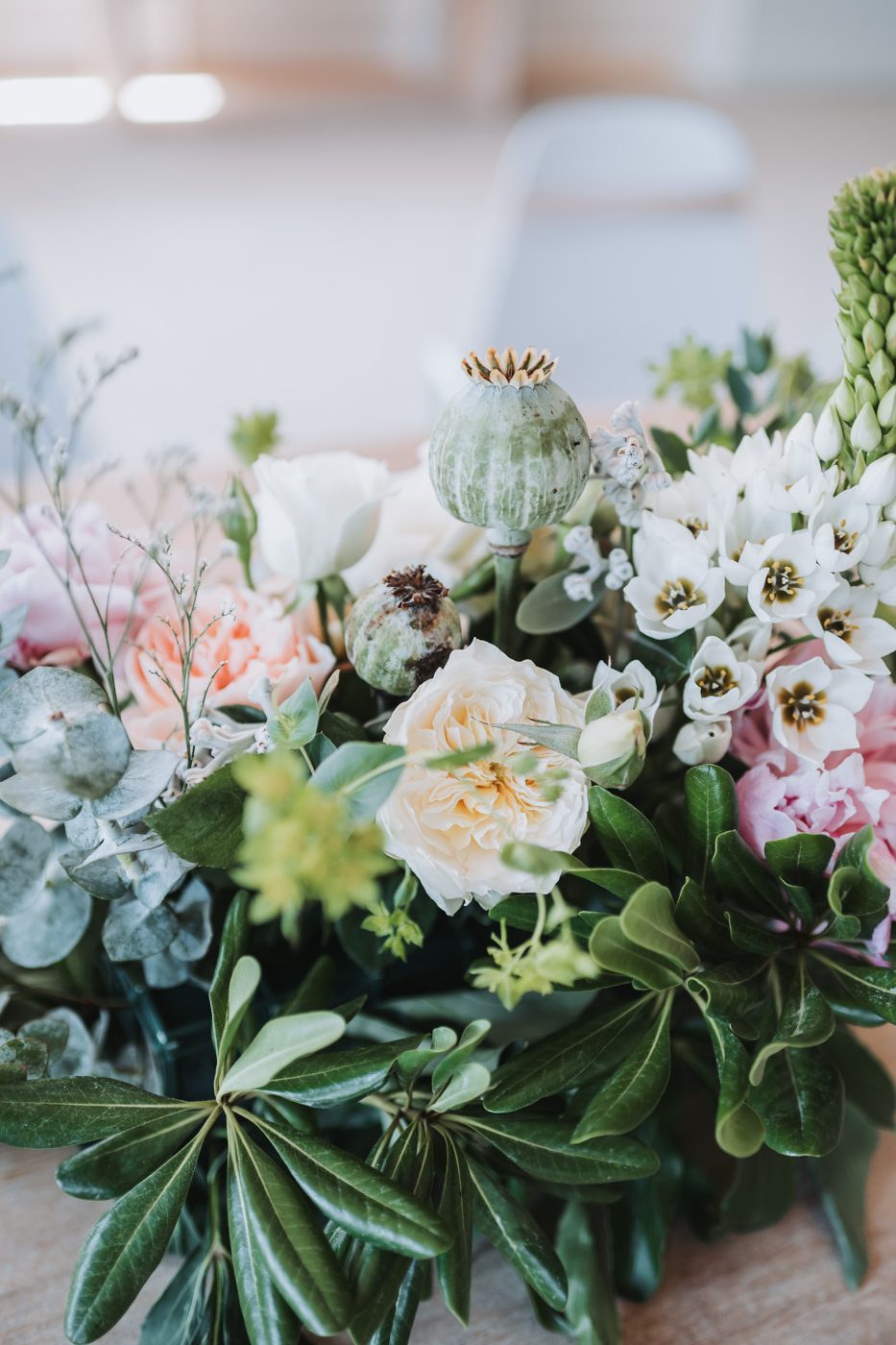 Garden-style centerpiece for a client