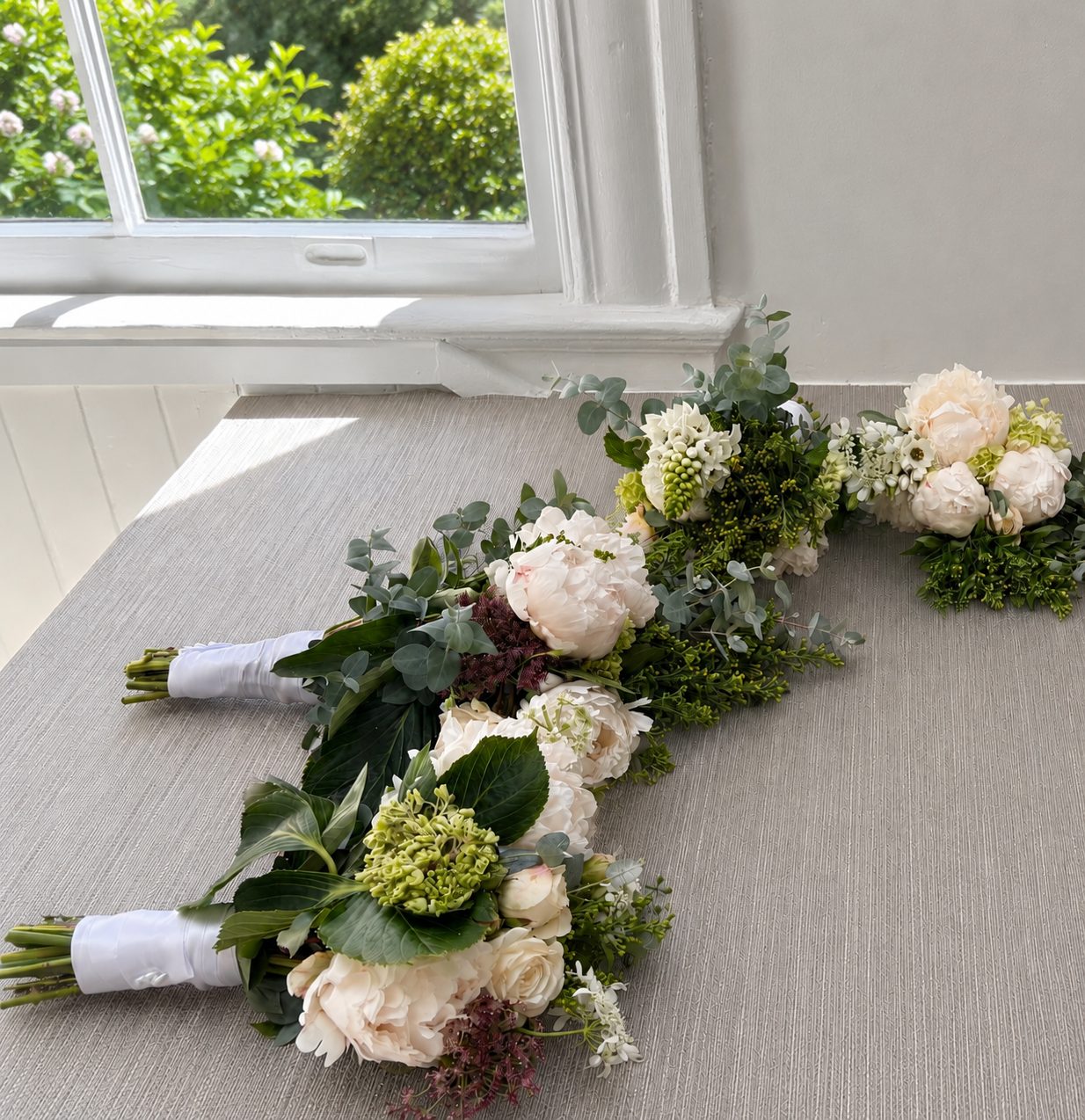 Bridal party bouquets for a client's wedding